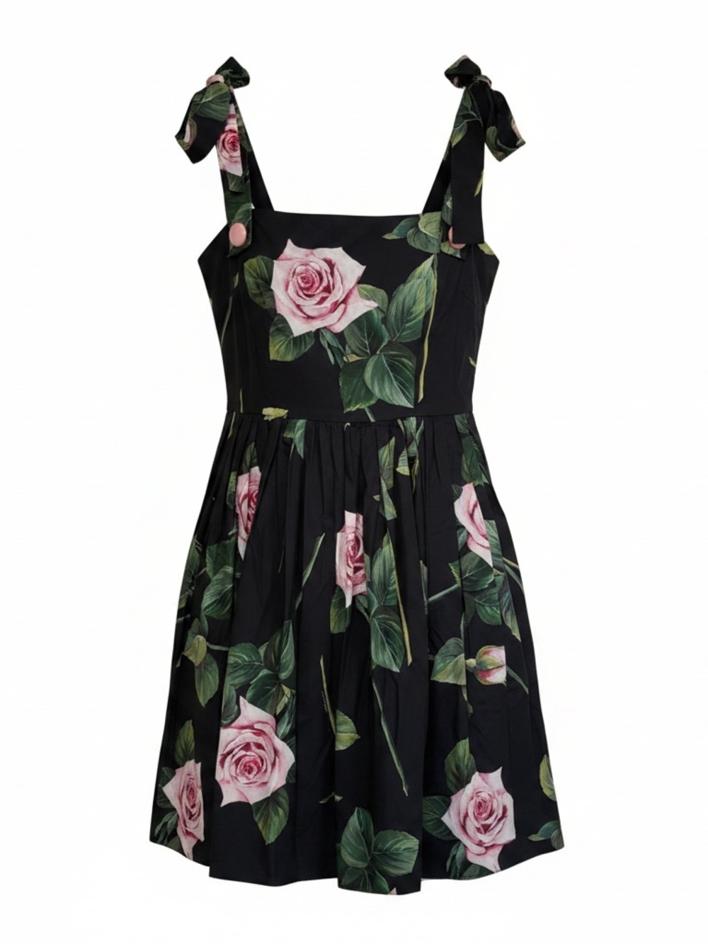 NWT Dolce & Gabbana cotton poplin black rose dress XL (50 IT) 100% authentic